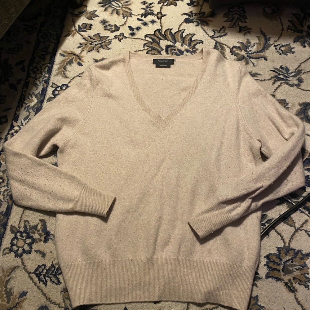 Beige V-Neck Sweater